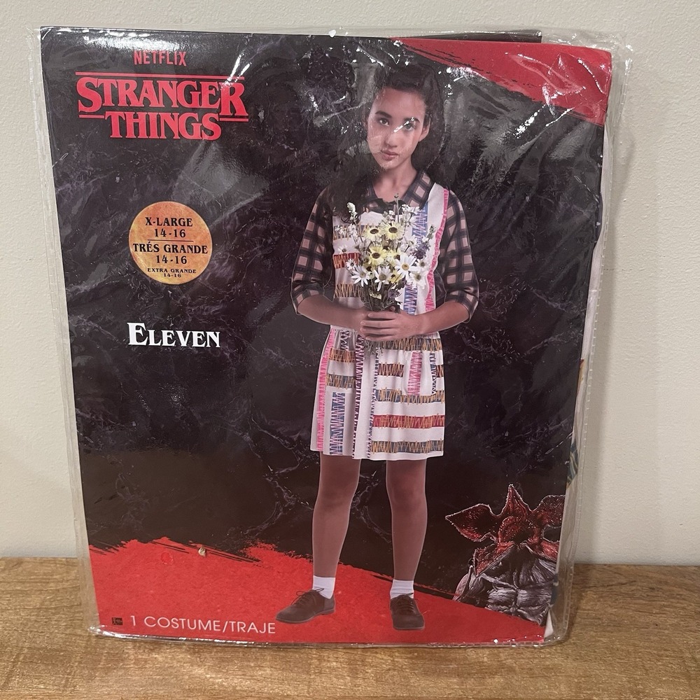 Stranger Things Eleven Costume Child XL Dress Netflix Halloween Cosplay NEW